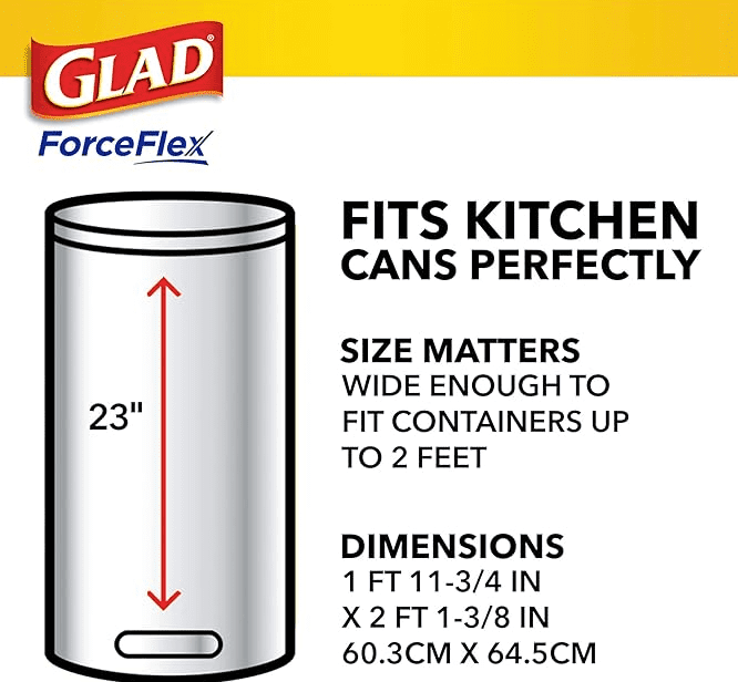 Glad ForceFlex Drawstring Trash Bags, 13 Gal, Fragrance Free,37 Ct, Pack May Vary