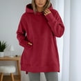 thumbnail image 2 of ZHOUCHANKIDS Cozy Women's Hoodies and Sweatshirts Long Sleeve Round Neck Hoodie with Solid Pocket and Oversized Fit for Casual Wear, 2 of 5