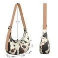 thumbnail image 4 of Sac Bandoulière Rustique à Imprimé Vache Noir et Blanc pour Femmes, Style Ferme Classique, Texture d'Animal, Croissant, Sac d'Épaule en Velours Côtelé avec Courroie Ajustable pour Sorties Décontractées Ou Vacances, 4 of 5