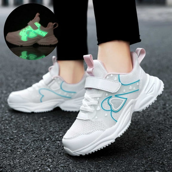RTKFRFLM Toddler Shoes, Girls Running Shoes Light Up Sneakers Breathable Mesh Athletic Shoes For Kids Comfortable Non Casual Sports Footwear,Size 5.5-6 Years