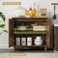 thumbnail image 3 of Accent Cabinet with Arched Fluted Door for Entryway Hallway, Walnut Sideboard Buffet Cabinet, Storage Cabinet with Adjustable Shelves for Living Room, 3 of 8