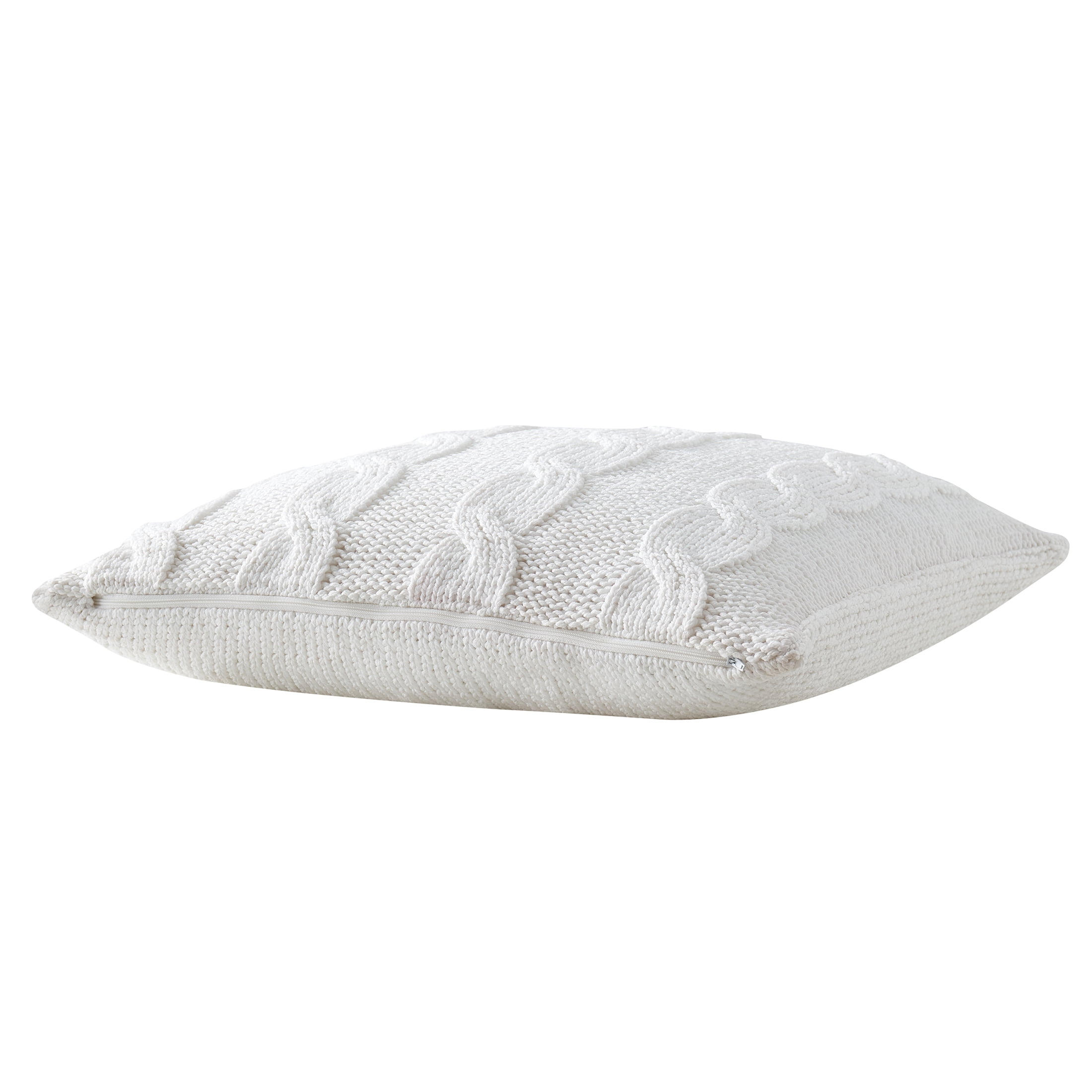 My Texas House Willow Cable Knit Square Decorative Pillow Cover, 22" x 22", White