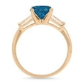 thumbnail image 2 of 2 ct Round Cut Natural London Blue Topaz 3 Stone 14K Yellow Gold Womens Engagement Ring, 2 of 4