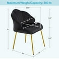 thumbnail image 2 of MYZBBD Vanity Chair, Velvet Accent Chair with Shell-Shaped Backrest, Modern Armchair with Gold Metal Legs for Dressing Room/Bedroom/Living Room, Black, 2 of 9