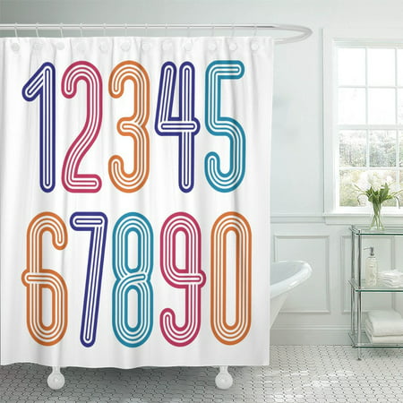 KSADK Disco Digits Modern Numerals Collection Funky Tall from 0 to 9 Best for Created Using Triple Stripy Shower Curtain Bathroom Curtain 60x72