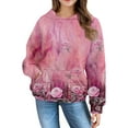 thumbnail image 5 of Mercatoo Girls Vintag Hoodi, Kids Flor Print Long Sleeve Hooded Sweatshirt Casual Stylish Fall Winter Outfit Tops, 5 of 7