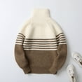 thumbnail image 6 of NAISIBABY Sweater for Boys, Striped Knit Half-Zipper Long Sleeve Fashion Soft Warm Pullover Tops Brown 11T, 6 of 8