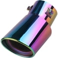 thumbnail image 1 of HUGFEGWE 1.5"-2" Adjustable Inlet Exhaust Tip Universal Stainless Steel Exhaust Muffler Tip Pipe Car Oval Rear Exhaust Curved Tail Pipe Muffler Modification Rainbow Colors CA919-123519, 1 of 7
