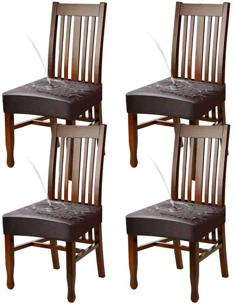 1/4/6PCS Waterproof Dining Chair Covers PU Leather Durable Seat Cover Slipcovers 