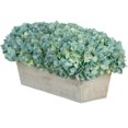 Artificial Hydrangeas in WhiteWashed Wood Ledge (Coffee/Sage