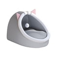 thumbnail image 4 of Cama para gatos cálida tipo nido, base antideslizante, cojín para dormir para gatos con pelota, portátil Gris, 4 of 8