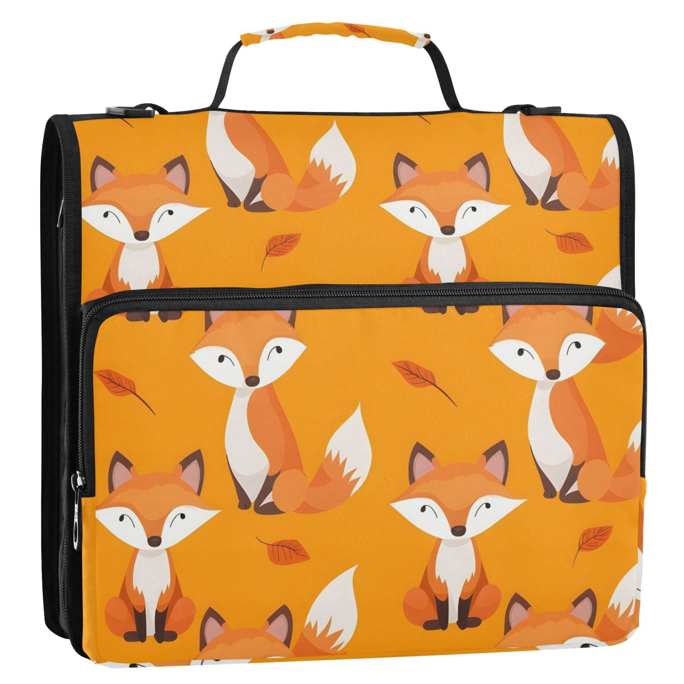 ALAZA Zipper Binder Cute Fox 3 Ring Trapper Keeper File Folder Organizer Bag