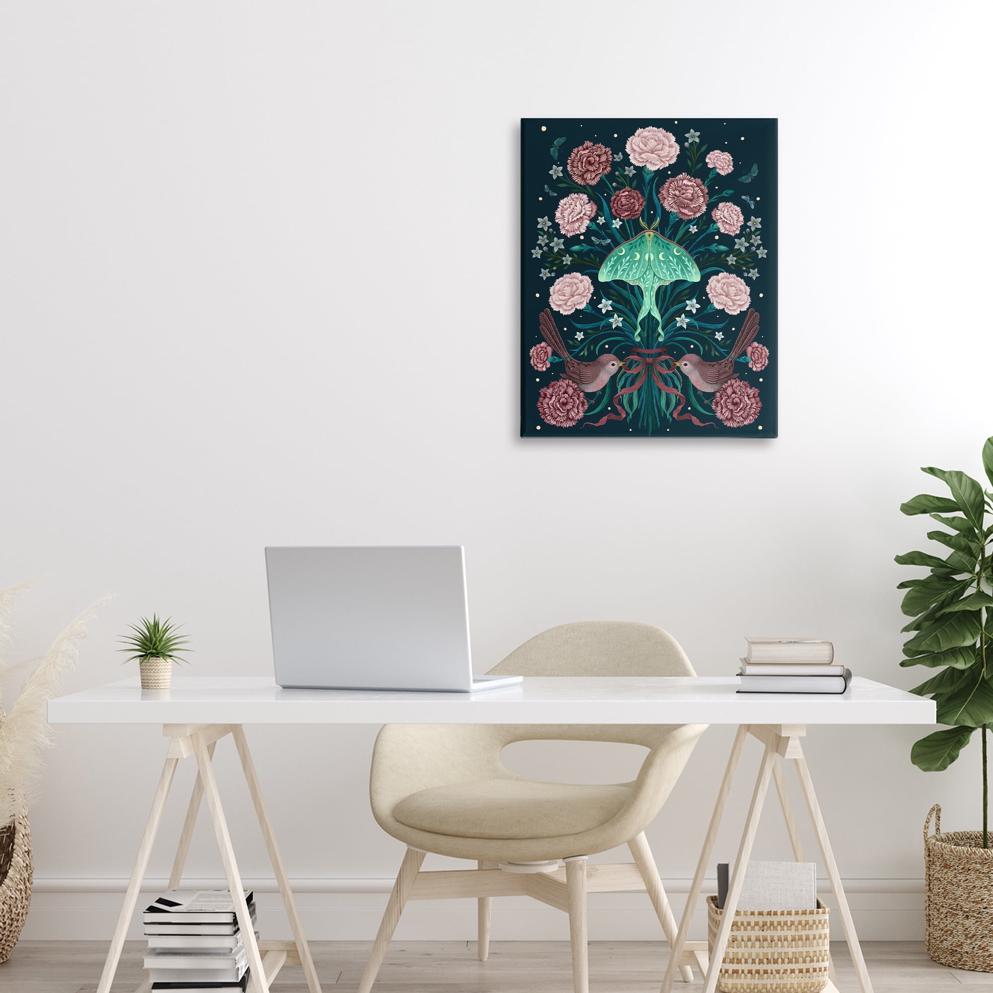 Stupell Industries January Carnations & Moth Canvas Wall Art, design by Episodic Drawings