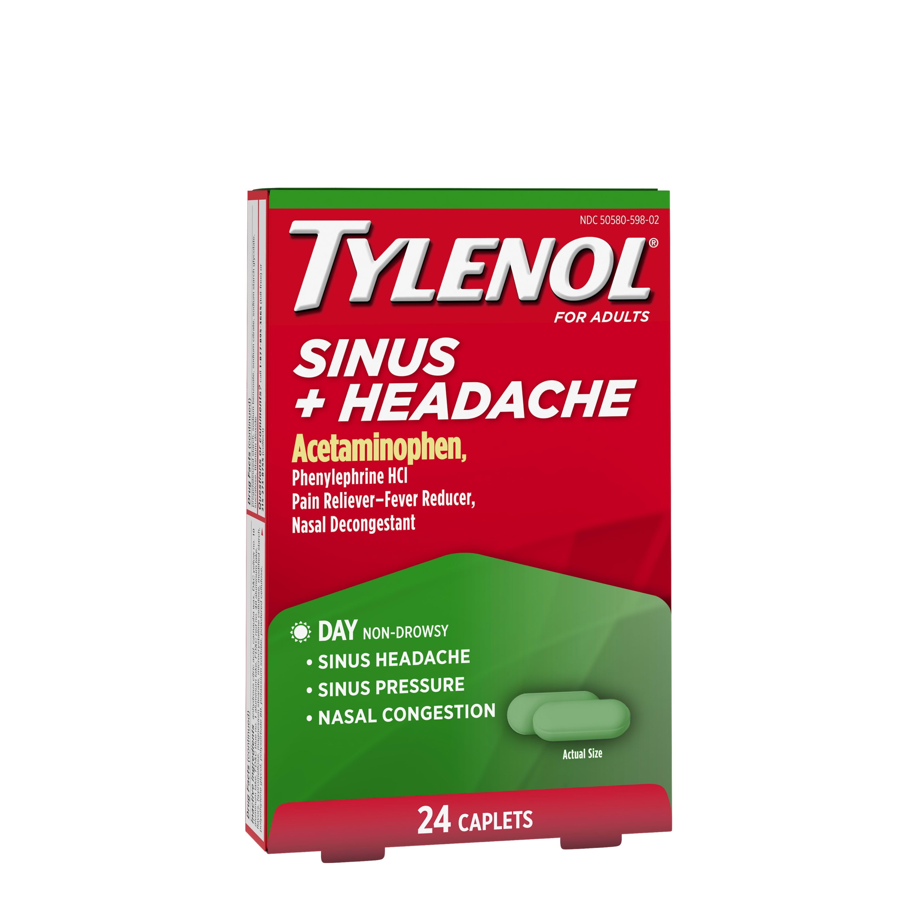 Tylenol Sinus Headache Non Drowsy Daytime Caplets 24 Ct Walmart Com Walmart Com