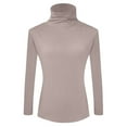 thumbnail image 3 of BKQCNKM Long Sleeve Shirts for Women Turtleneck Shirt Women White Long Sleeve Shirts for Women Black Long Sleeve Shirt for Woman Long Sleeve High Neck Solid Color Shirts for Women, Beige L, 3 of 5