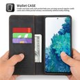 thumbnail image 2 of POLA Retro Classic Magnetic PU Leather Flip Wallet Card Holder Phone Case Cover for Samsung Galaxy S22 Ultra (Black), 2 of 7