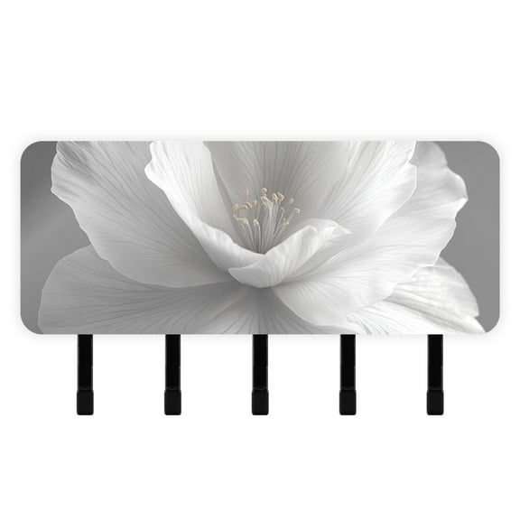 Gray Flower Key Holder for Wall Mail Holder Organizer with 5 Key Hooks Wall Mount Key Rack with Shelf
