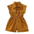 thumbnail image 3 of OSOLU Kids Girls Rompers Sleeveless Solid Color Button Up Lapel One Piece Short Jumpsuit Summer Casual Outfit 2-13Y, 3 of 9