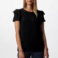 thumbnail image 4 of fatyb Summer Womens Tops Ruffle Short Sleeve Casual Blouses Crew Neck Solid Color Loose Shirts for Women, 4 of 7