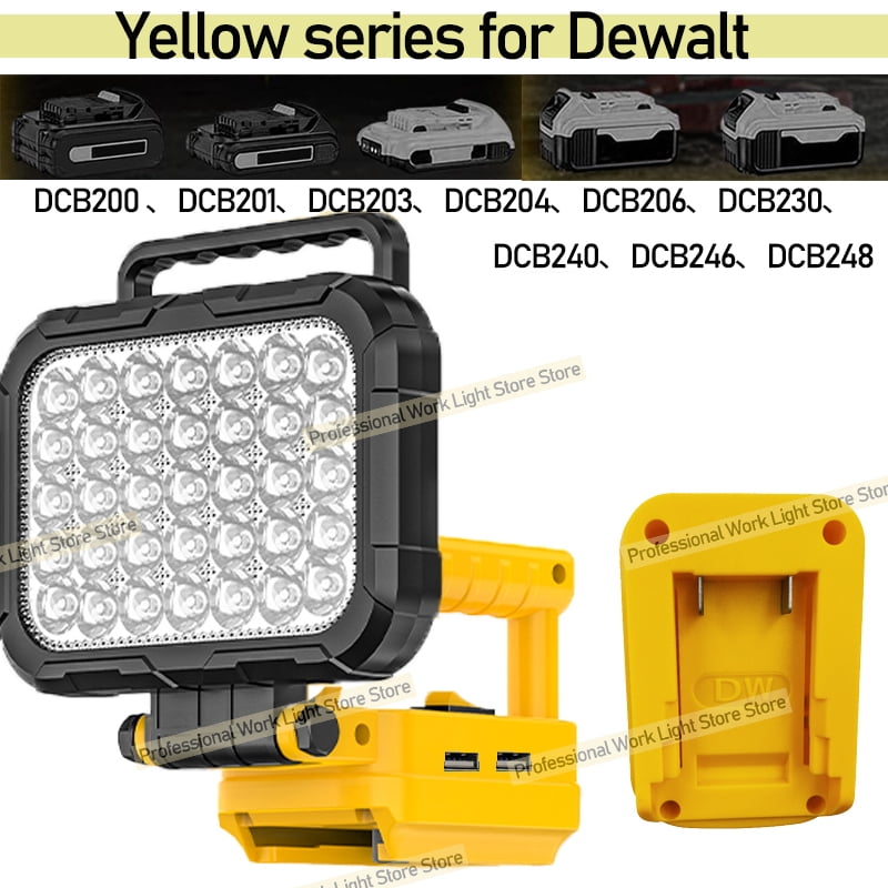 3" Power Tool Parts For De*walt 20V Battery LED Work Lights Outdoor Lamp Hand Lantern Spotlight USB Charger