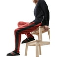 thumbnail image 5 of Ma Croix Mens Stripe Track Pants Skinny Fit Elastic Athletic Training Joggers, 5 of 6