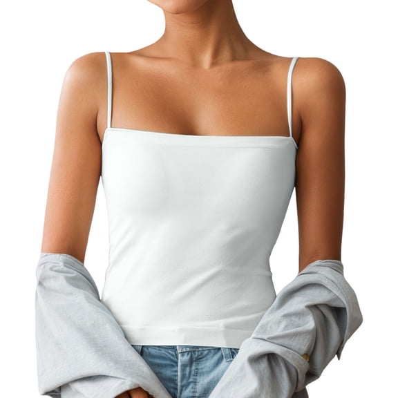 Basic Tank Tops for Women Ribbed Quality Plain Summer Tank Tops Adjustable Breathable Square Neck Sleeveless Tee Womens Camisole Casual Basic Cami Shirts