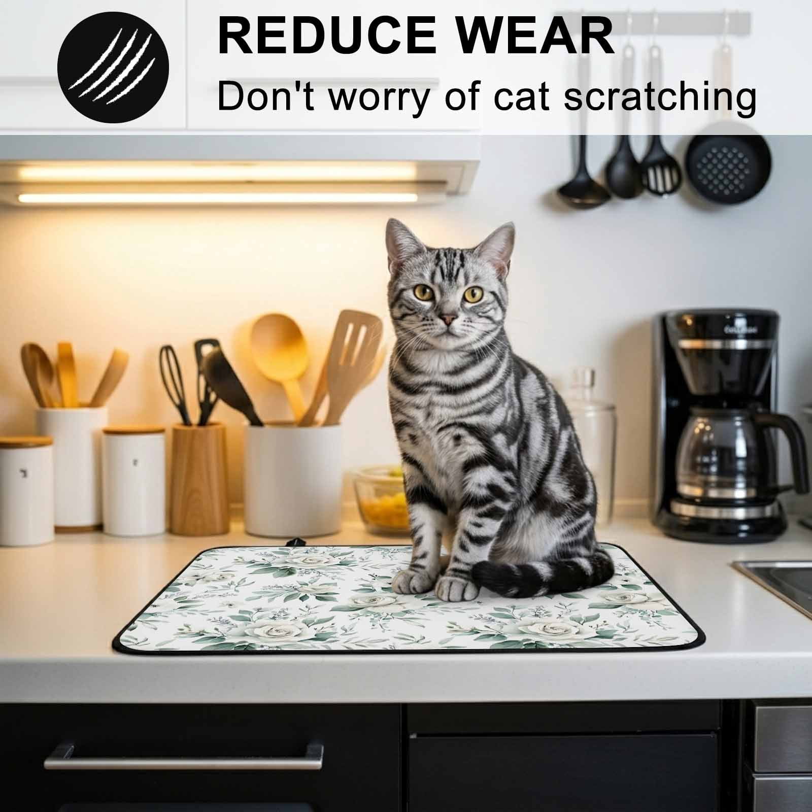 White Spring Floral Stove Top Cover for Electric Stove, Heat-proof & Non Slip Glass Top Stove Cover Protector, Pastoral Flowers Watercolor Kitchen Flat Cooktop Rubber Mat 24x21 Inches