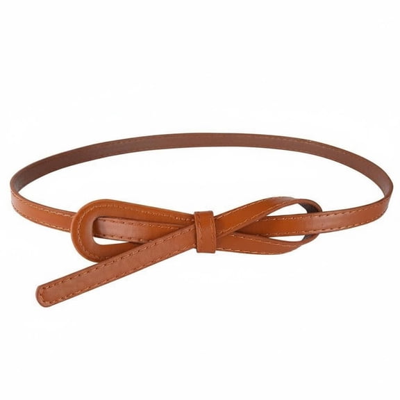 Dickly Belt Waist Knot Tie Thin PU Faux Leather Adjustable Fit for Women Dresses Work and Travel Days