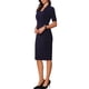 thumbnail image 4 of Vestido ajustado de mujer Inspire Chic con escote en V, mangas cortas, vestido midi bodycon para el trabajo, azul oscuro, talla XL, 4 of 6