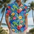 thumbnail image 2 of Yteetum Hawaiian Shirt for Men Short Sleeve T Shirts Floral Print Hawaiian Casual Button Down Short Sleeve Lapel Beach Summer T-Shirts, 2 of 7