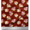 thumbnail image 1 of Soimoi Red Cotton Poplin Fabric Leaves & Grandiflora Roses Floral Print Fabric by the Yard 42 Inch Wide, 1 of 3