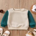 thumbnail image 2 of EIMELI Tout-Petit Nourrisson Bébé Fille Garçon Chandail Tricoté Blouse Chandail Molletonné Col Rond Automne Hiver Hauts Tricotés Gris 2-3 Ans, 2 of 8