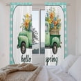 thumbnail image 3 of Hello Spring Kitchen Curtain for Berdoom Living Room Cafe 72 Inch Length, Easter Flowers Green Truck Floral Blue Plaid Tiers Curtains Light Filtering Drapes Window Treatment 2 Panels 52"Wx72"L, 3 of 8