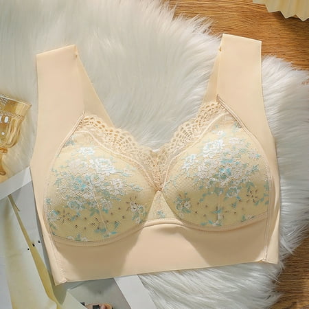 GENGING Ladies Tops Clearance Women s Wireless Lace Bra Fall Tops Trendy Seamless Underwear Beautiful Back Push Up Breathable Bra