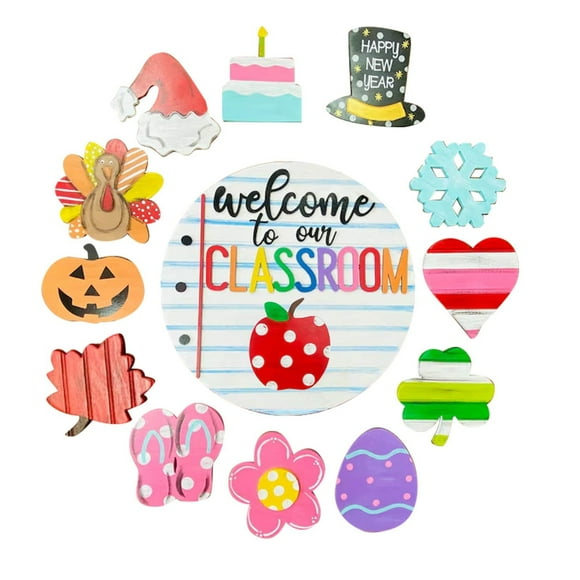 Replaceable Seasonal Door Hanging Decoration with Twelve Number for Wall and Garden Display