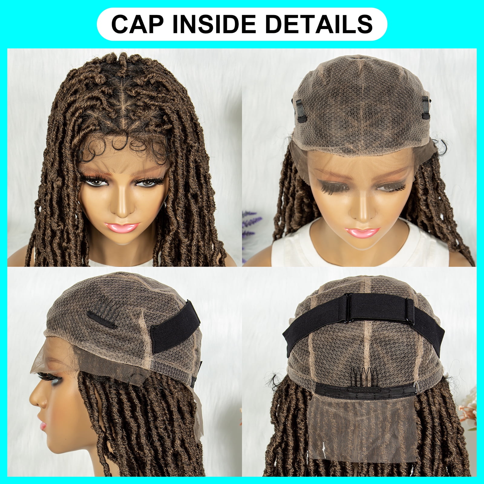 Full Lace Braided Wigs Synthetic Lace Wigs 34 Inches Handmade Braided Wigs Crochet Wigs Faus Locs Braided Wigs for Women (1B/27 color)