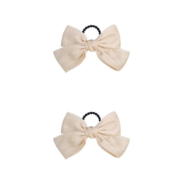 Bandeau Grand pour Cheveux, Pince à Ressort, Nœud Réglable, Multicolore, Sans Accroc, Porte-Queue, Épingles à Cheveux, Chouchous pour Filles, Beige, 2Ensemble