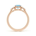 thumbnail image 2 of ANGARA Natural Oval 1 ct Aquamarine and Diamond Three Stone Engagement Ring in 14K Rose Gold for Women (Size-8x6mm) | March Birthstone, Anniversary, Jewelry Gift for Women | Natural Aquamarine Ring, 2 of 9