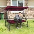 thumbnail image 4 of Costway Converting Outdoor Swing Canopy Hammock 3 Seats Patio Deck Furniture Wine Red, 4 of 9