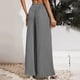 thumbnail image 3 of Pantalones de mujer Pierna ancha Cordón Cintura alta Color puro Transpirable Pantalones largos sueltos Gris XXL, 3 of 5