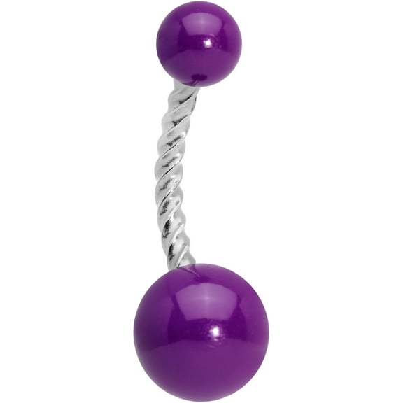Body Candy Womens 14G Steel Twisted Navel Ring Piercing Glow in the Dark Purple Belly Button Ring