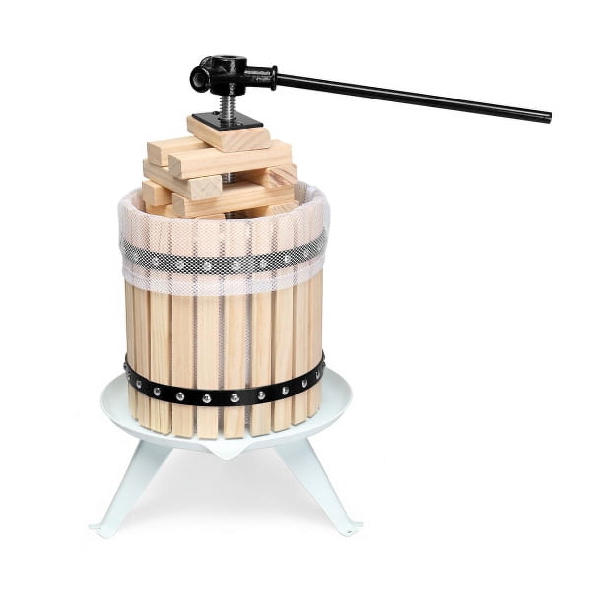 3.17 Gallon Fruit Wine Press, Solid Wood Basket Wine Making Press with 6 Blocks, 12 Liter Cider Apple Grape Crusher Manual Juice Maker for Kitchen Home Outdoor, Black