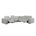 thumbnail image 4 of Light Gray Italian Leather Power Recline L Shape Six Piece Corner Sectional With Console, 4 of 5