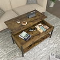 thumbnail image 3 of Topcobe Lift Tabletop Dining Center Table with Hidden Storage Compartment for Living Room Reception Room, Brown, 3 of 9