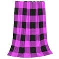 thumbnail image 2 of Zufioo Purple Black Buffalo Plaid Fleece Blanket Queen Size,Plush Bed Blanket,Ultra Soft Throw Blanket,Plush Fuzzy Cozy Blanket Perfect for Bed,Couch-80"x60", 2 of 7
