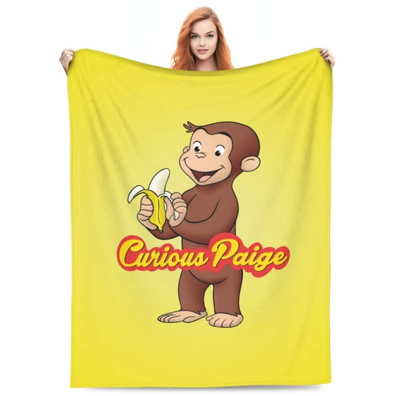 Curi-ous Geor-ge Blankets Lightweight Throw Blanket Soft Fleece Blanket Birthday Sofa Bedding Blanket For All Season 40"x30"