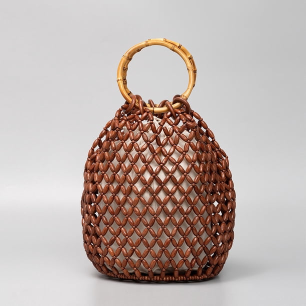 Zhuge Bolso de hombro tejido para mujer, bolso de mano tejido, bolso de mano tejido elegante para playa de verano, bolsos de hombro de 7,87 x 7,87 x 12,25 pulgadas (marrón)