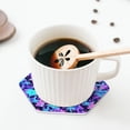 thumbnail image 5 of Lsque Flower Happy Skull Pattern 4" Drink Coasters Set of 4, PVC Leather Absorbent Coasters, Table Coaster Set Decorative Coffee Cup Coasters Housewarming Gift -Hexagon, 5 of 6