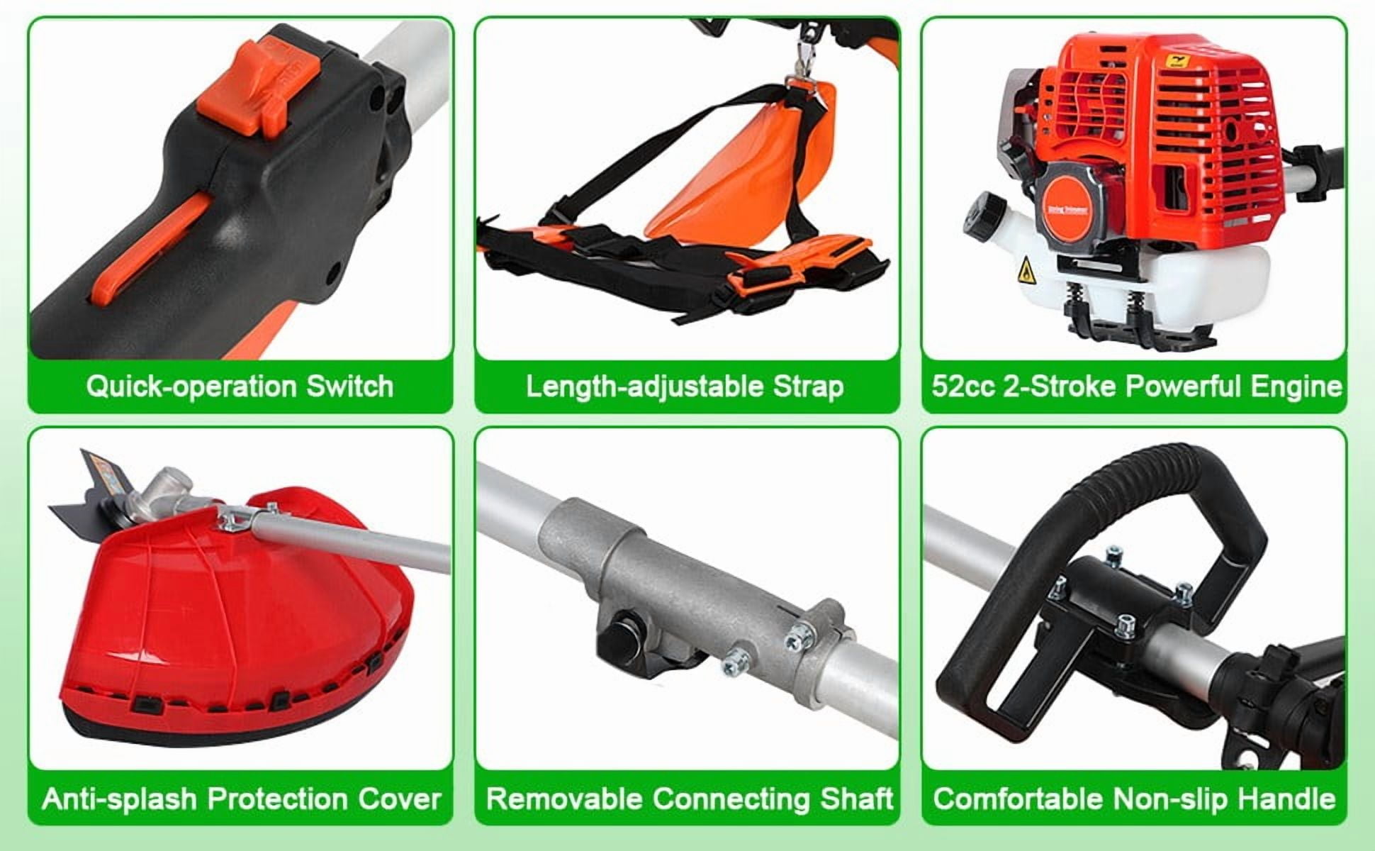 5 in 1 Gas Weed Eater, 52CC 2-Cycle Weed Eater Gas Powe, Gas Weed Wacker, 9500rpm Strong Power & Multi Functional Gas String Trimmer Brush Cutter for Yard & Garden