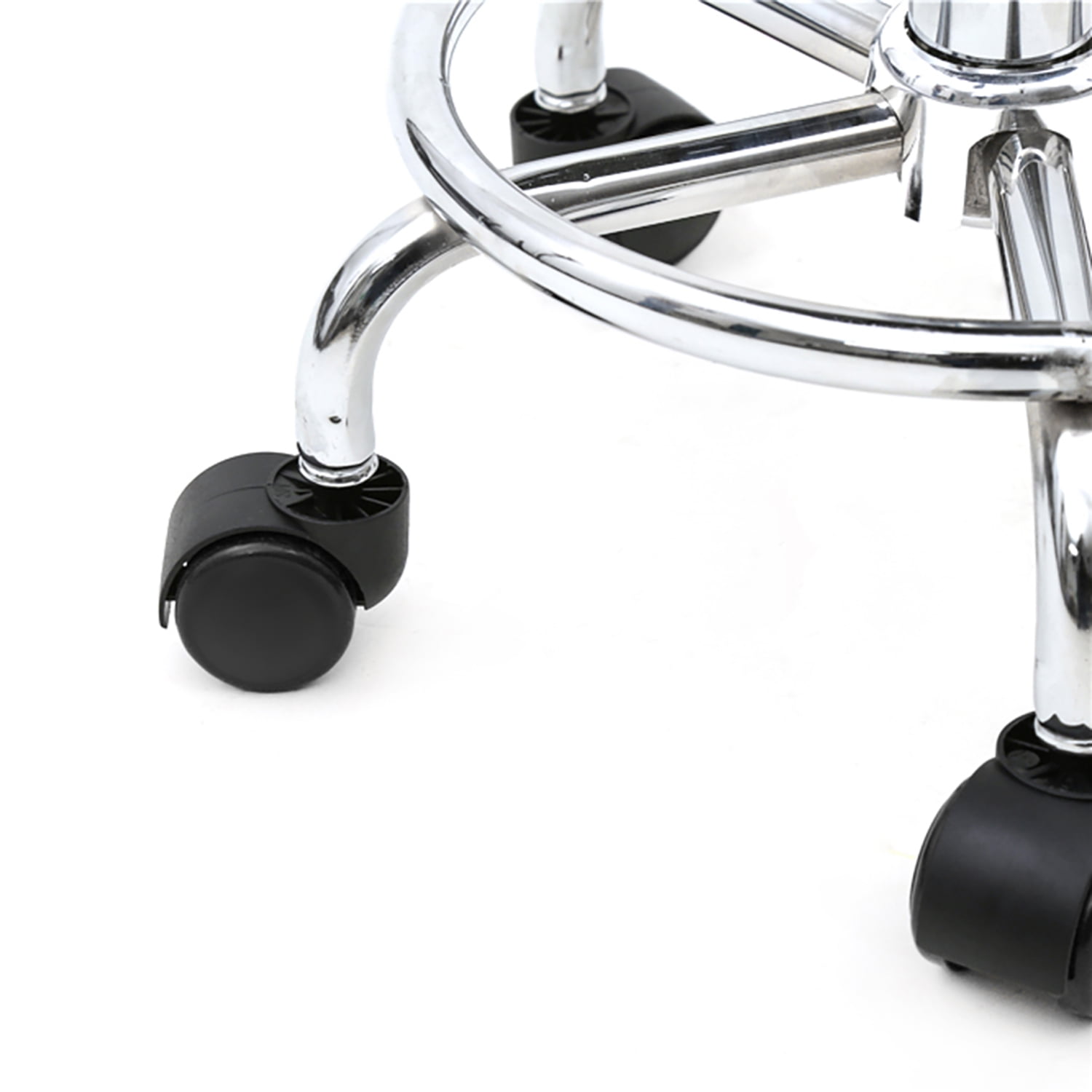 Kadyn Counter Height Adjustable Bar Stools, Round Shape Salon Stool with Back and Line, PU Leather Rolling Swivel Chair, Black Kadyn Counter Height Adjustable Bar Stools, Round Shape Salon Stool with Back and Line, PU Leather Rolling Swivel Chair, Black